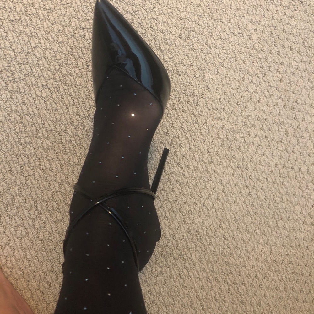 YSL BLACK PATENT PUMPS